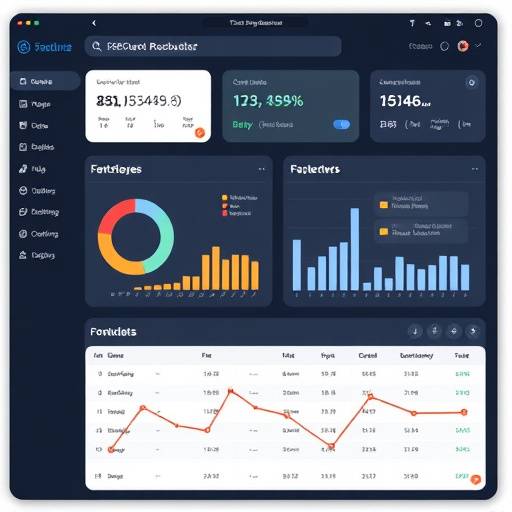Dashboard van een softwareapplicatie met grafieken en datavisualisaties