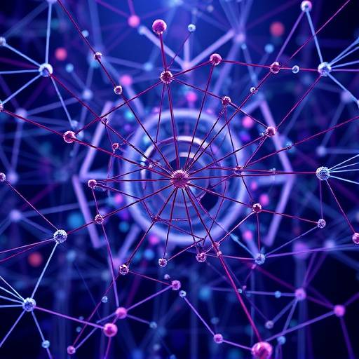 Illustratie van een complexe webstructuur, symboliserend webdesign en ontwikkeling