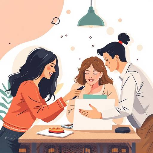Illustratie van een creatief team dat samenwerkt aan een digitaal project
