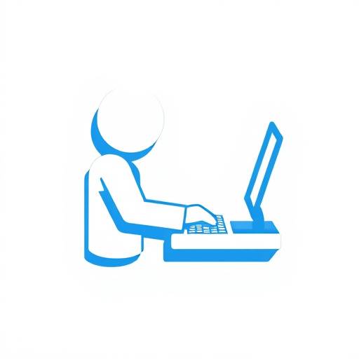 Pictogram van een persoon die een keyboard bedient, wat digitale toegankelijkheid symboliseert.