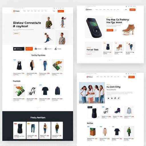 Screenshots van een moderne e-commerce website met productcatalogus